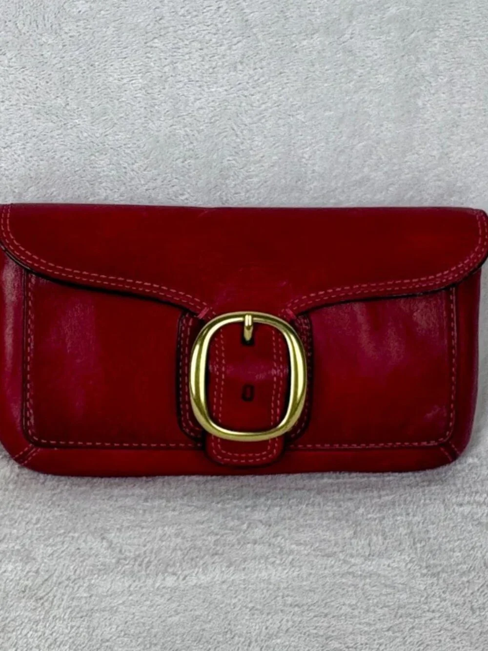 Coach Bleeker Large Flap Wristlet in Red Premium Glovetanned Leather